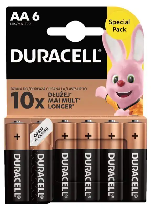 Duracell AA LR6 Paristot, 6kpl Merkkituote