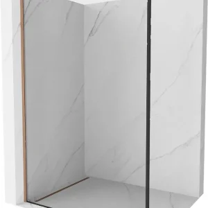 Walk-in suihkuseinä Mexen Kioto, Harjattu kupari, musta kuvio, 80 x 200 cm Tukkuhinta