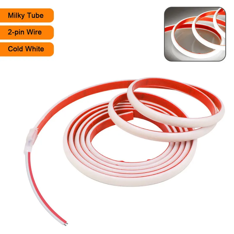 12V 24V Cob Led-Nauhavalo Ip68 Vedenpitävä 5M 10M 15M 20M 0,5M Joustava Nauha 320Led/_Milky Tube 2pin Cold_24v 1m, Milky Tube 2pin Cold_24v 1m Vain Tänään