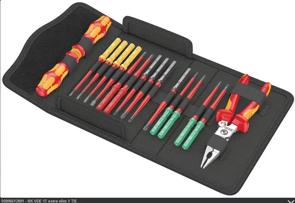 Wera Kraftform VDE 17 extra slim set with KNIPEX pliers, VDE-terät pienemmällä halkaisijalla Alennettu Hinta