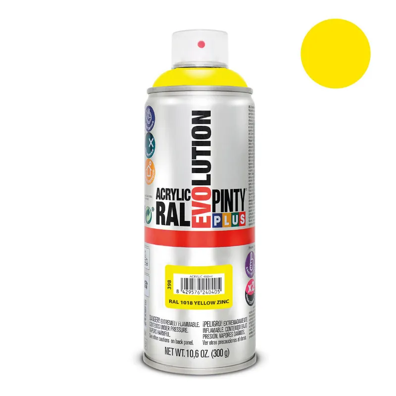Aerosoli akryylimaali keltainen RAL 1018 PintyPlus Evolution 400ml Paras Hinta