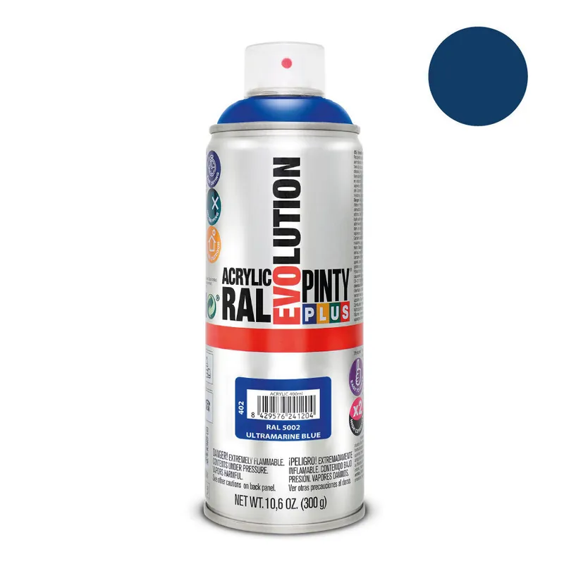 Viikonlopputarjous Aerosoliakryyliväri Sininen RAL 5002 PINTYPLUS Evolution 400ml