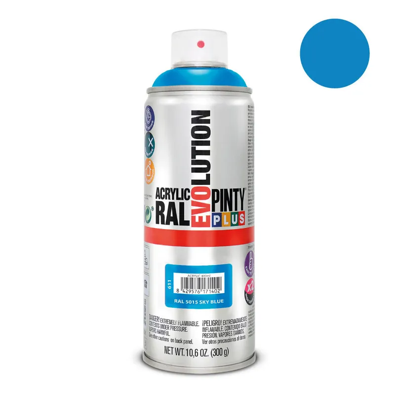 Aerosoliakryylimaali sininen RAL 5015 PintyPlus Evolution 400ml Kampanjahinta