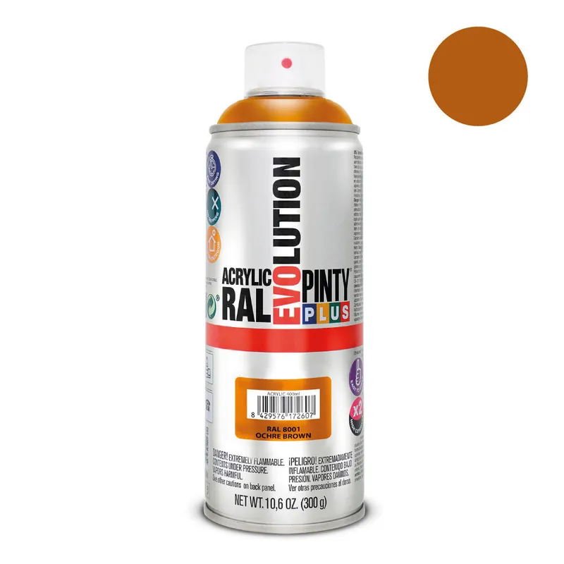 Aerosoli akryylimaali ruskea RAL 8001 PintyPlus Evolution 400ml Pakollinen (Must-Have)