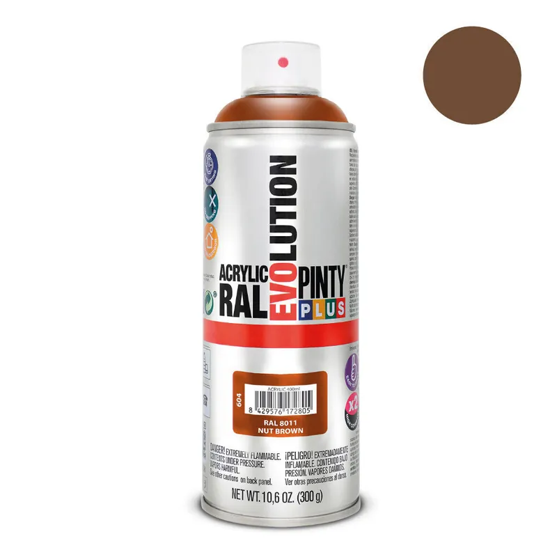 Aerosoli akryylimaali ruskea RAL 8011 PintyPlus Evolution 400ml Asiakkaiden Suosikki