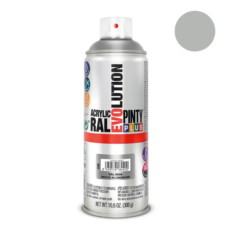 Akryyli spraymaali - PINTY - Pinty Plus Evolution - Alumiini RAL9006 - 400 ml - Kiiltävä Alennettu Hinta