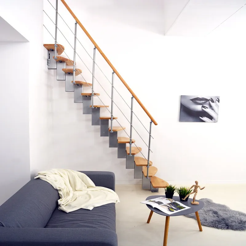 Modulaarinen portaikko QUATRO Minka.Harmaa / Pyökki. Korkeus 298 cm Löytö