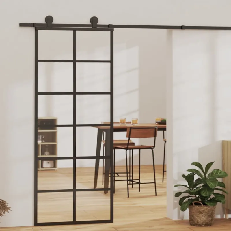 vidaXL Liukuovi ESG-lasi ja alumiini 76x205 cm musta, Juoda Sertifioitu