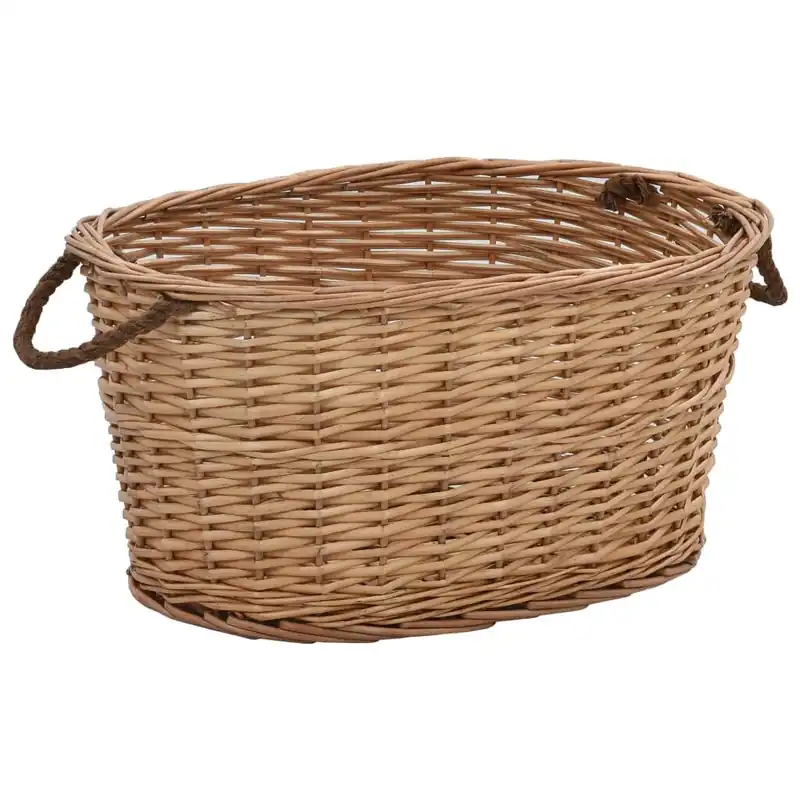 Sertifioitu vidaXL Polttopuukori kantokahvoilla 58x42x29 cm luonnollinen paju