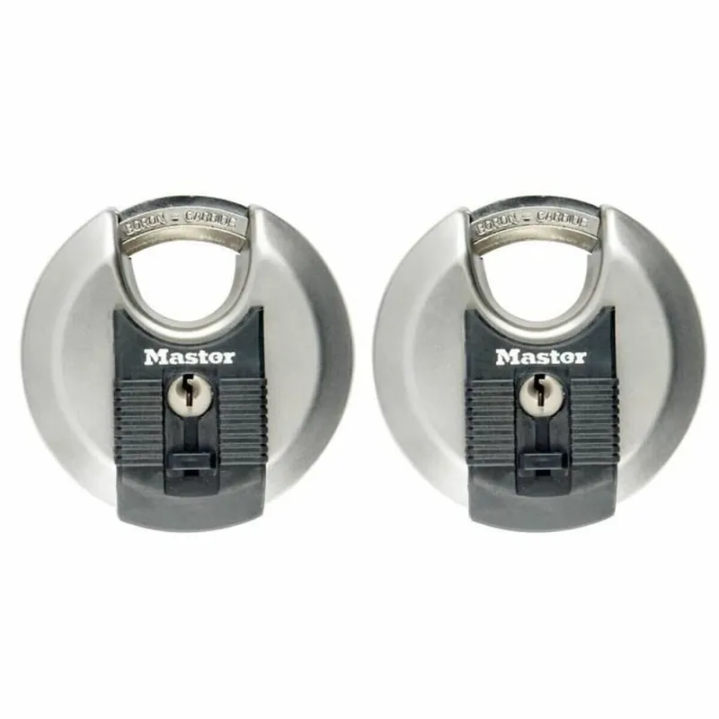2 kpl kiekko-lukkoja - MASTER LOCK - M40EURT - Ruostumaton teräs - 70 mm Halpa Hinta