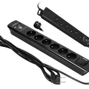 Virtapiuha 6xGn 2xUSB 3m, czarny Halpa