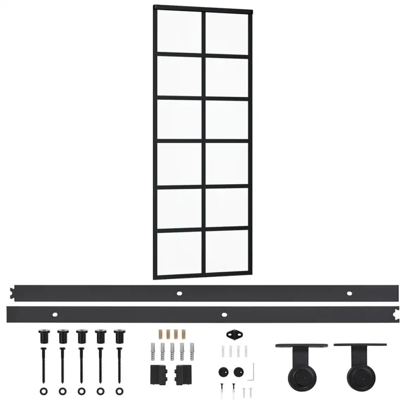 Alennettu Hinta Liukuovi asennustarvikkeilla ESG lasi ja alumiini 76x205 cm