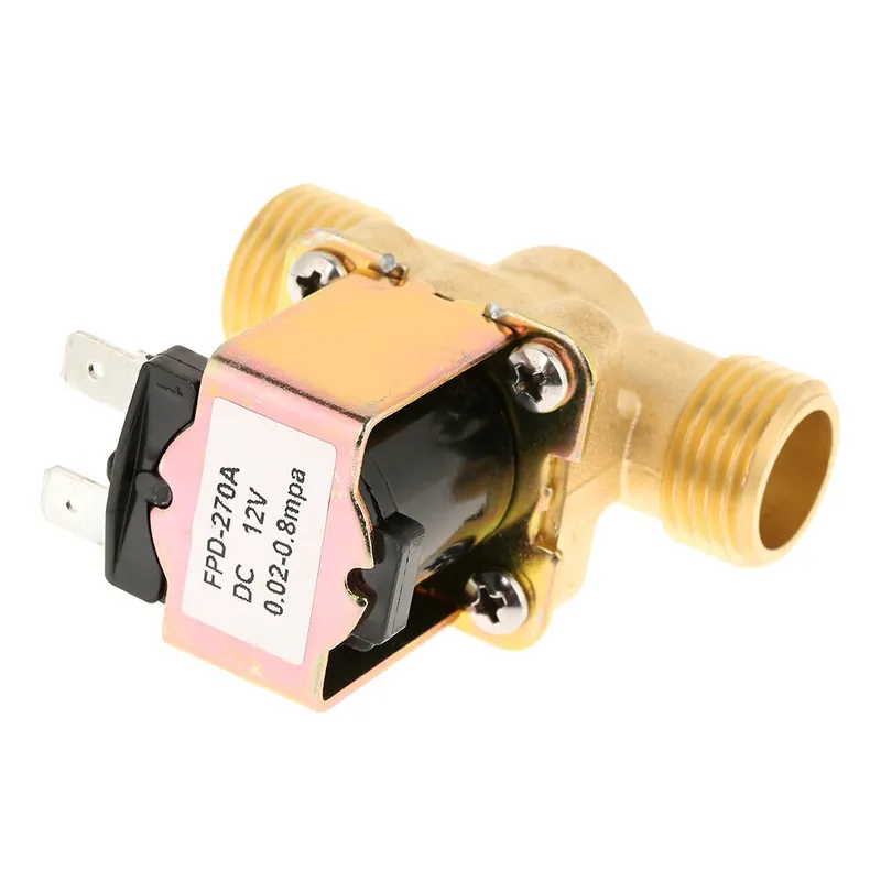 Bestseller Veden tulovirtauksen kytkentäventtiili, sähköinen veden sulkuventtiili, 1/2" DC 12V normaalisti suljettu messinki sähkömagneettinen venttiili veden ohjaukseen