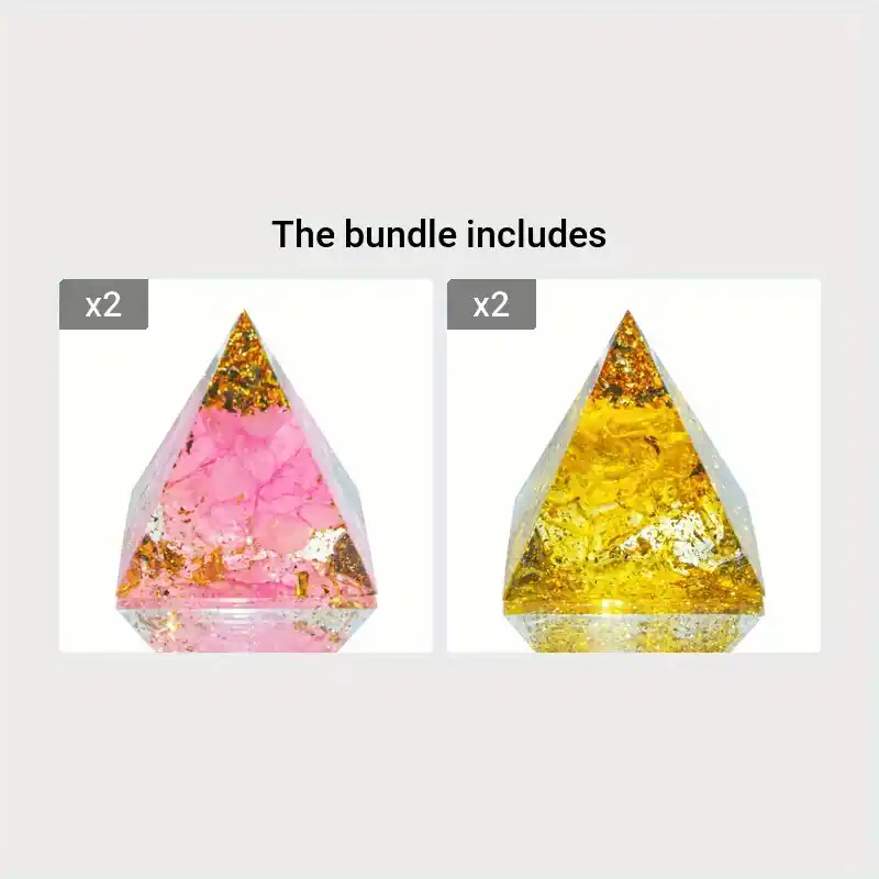 1 kpl Kristalli Orgon Pyramid Ametisti & Peridootti Luonnonkivet - Reiki Chakra Generaattori Kodin Sisustukseen & Meditaatioon - Onnea & Hyviä Unia!, Pink Crystal*2 + Topaz*2 Lähetetään Heti