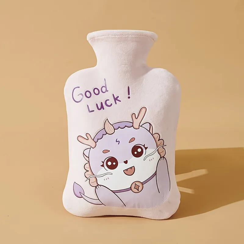 1 kpl Veden Täyttämä Kuumavesipullo, Irrotettava Pestävä Pehmeä Päällinen, 039 Lucky Little Purple Dragon-Pink Tukkuhinta