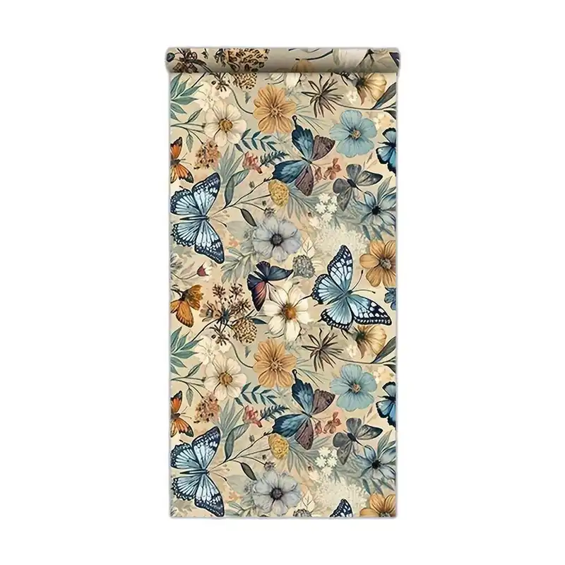Ajankohtainen Ajaton Viehätys Värikäs Perhonen & Kukka Irtotapetti, 44 * 1000 cm / 17,32 * 393,70 colio