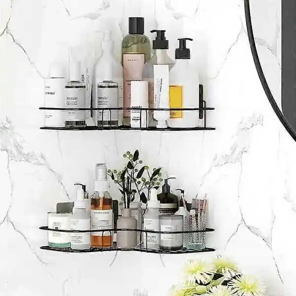 Lähetetään Heti Kylpytarvikkeet hyllyt shampoo pidike rauta suihkutaulu kulma seinämäinen kori ilman rei& 39;ityskodin järjestäjä kylpytarvikkeita_, White