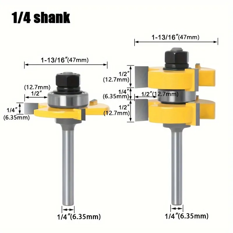 2kpl 1/2in 1/4in 8mm varsiterät uritus ja liitäntä puuntyöstöön., 2 vnt 1/4 colio kotas Erikoistarjous
