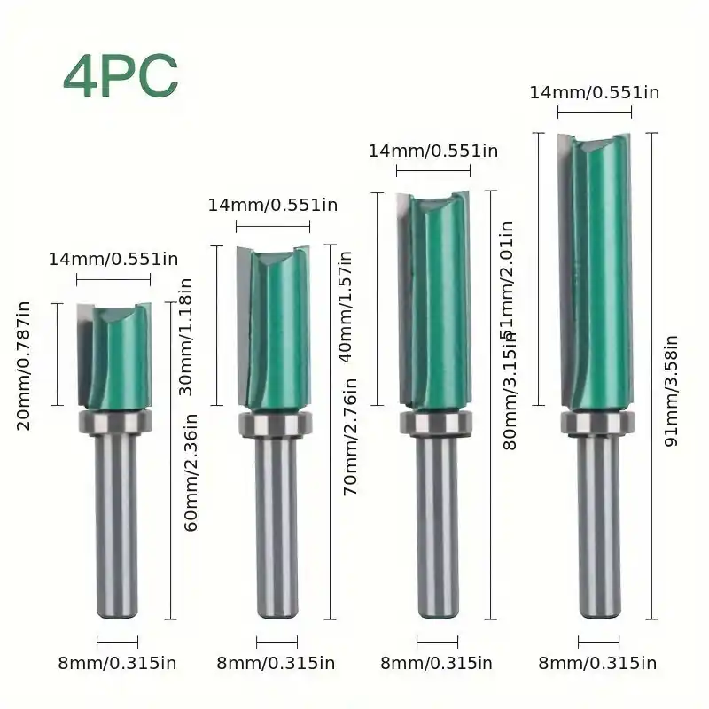 Kovametalli suora viisteterä puuntyöstökoneille, 4PC 8mm Uutuus