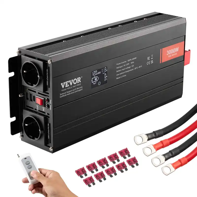 12V puhdas siniaaltoinvertteri Vevor 3000W Löytö