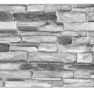 Walldone 3D PVC seinäpaneeli Liuskekivi hopeaviimeistely - koristeellinen seinäverhous (498 x 980 mm), 5 kpl setti Löytö
