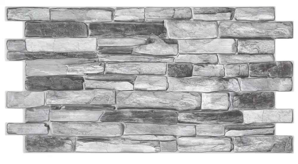 Walldone 3D PVC seinäpaneeli Liuskekivi hopeaviimeistely - koristeellinen seinäverhous (498 x 980 mm), 5 kpl setti Löytö