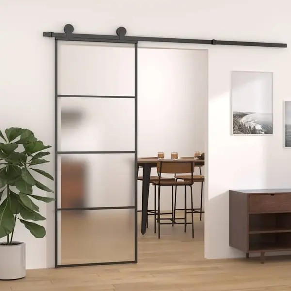 Osta Tänään vidaXL Liukuovi ESG-huurrelasi ja alumiini 76x205 cm musta