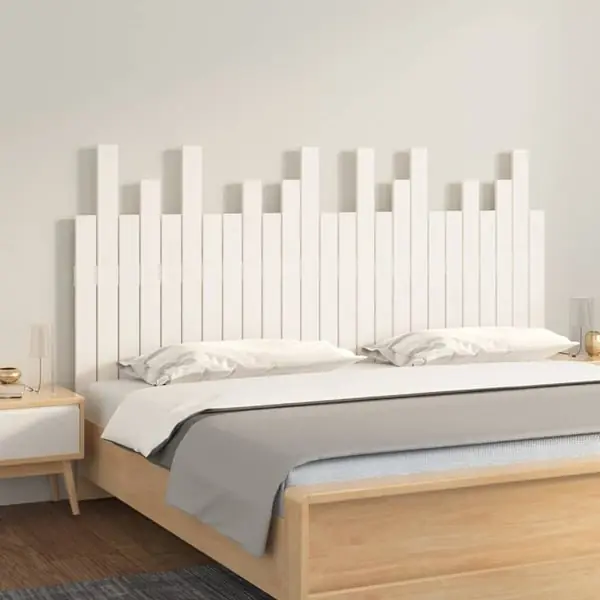 vidaXL Sängynpääty seinälle valkoinen 159,5x3x80 cm täysi mänty Alennus
