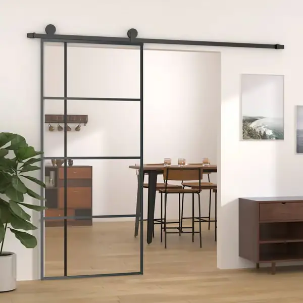 vidaXL Liukuovet, ESG-lasi ja alumiini, 90x205 cm, Musta Viikonlopputarjous