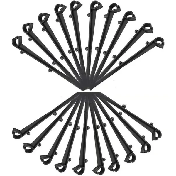 20 kappaleen pakkaus PP-materiaalisia sadevesikourun suojakannen kiinnityskoukkuja, 16 cm pitkiä, 7,2 cm etäisyydellä, musta. Älä Missaa