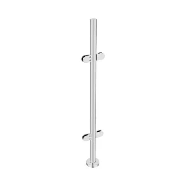 Uutuus Kaide - Välitolppa - AISI 316 ruostumaton teräs - Korkeus 110 cm - Putki Ø4,2 cm, seinämä 1 mm - Pohja Ø9,5 cm - 12 mm lasille - 60 kg