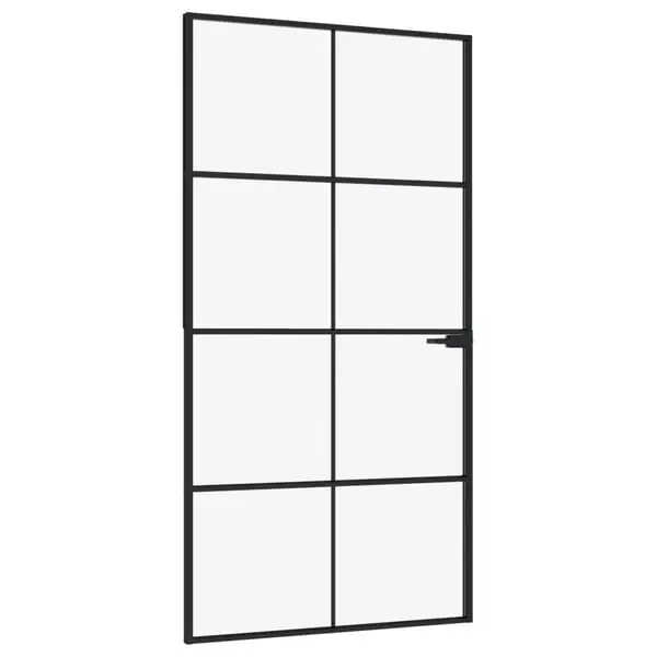 Turvallinen Maksu vidaXL Sisäovi musta 102x201,5 cm karkaistu lasi ja alumiini ohut