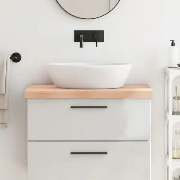 Turvallinen Maksu vidaXL Kylpyhuoneen työtaso 80x50x(2-6) cm käsittelemätön massiivipuu