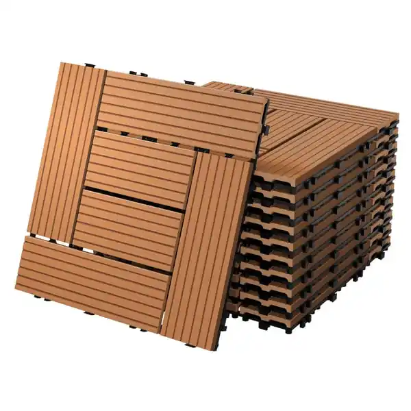 Tukkuhinta ECD Germany WPC-terassilaatat 30x30 cm, säästöpakkaus 33 kpl 3 m² n vaaleanruskea mosaiikkipuu etsii puutarhan parvekelattia viemäri