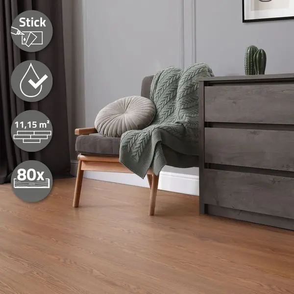 11,5m² PVC-liimavinyylilattia vinyylilattia laminaattilattia punainen tammilattia Halpa