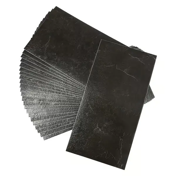Halpa PVC-lattialaatat - Itsekiinnittyvät - 24 kpl - UV-kestävät - Palosuojatut - Moderni tyyli - Musta