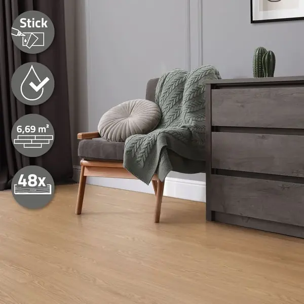 6,9 m² PVC-liimavinyylilattia Vinyylilattia Laminaattilattia Sundance tammi Uutuus