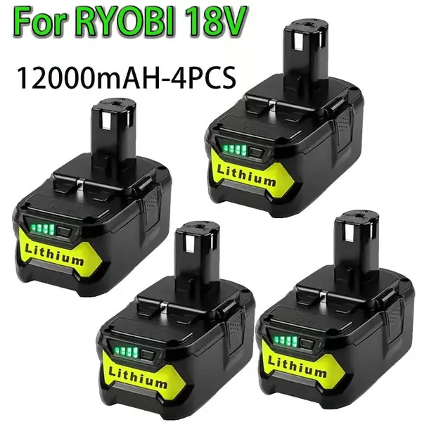 18V litiumioniakku - Vara-akku RB18L50 P108 P107 - 12000mAh suuri kapasiteetti - 4 kpl setti - 12–18V sarja Kausialennus