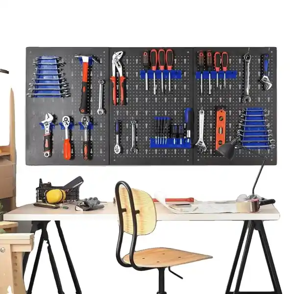 Työkaluseinäpidike, 120 x 60 cm, 17 koukkua mukana, säädettävä säilytys, tilaa säästävä muotoilu, helppo asentaa Kuuma Tarjous