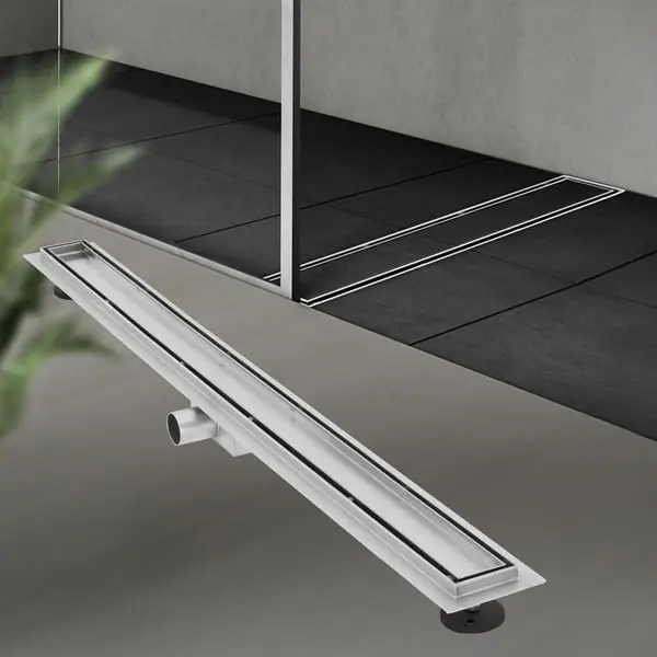 Edullinen Hinta Ruostumattomasta teräksestä valmistettu suihkukanava laatoitettava 100 cm ja sifoni täydellinen setti hopea litteä LuxeBath