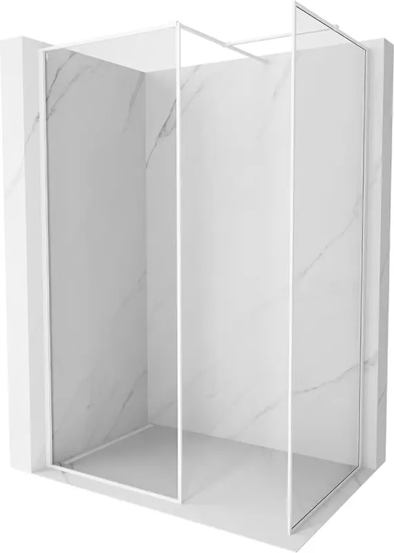 Mexen Kioto-F Suihkuseinä Walk-in rungolla 170 x 105 cm, läpinäkyvä 8 mm, valkoinen - 800-170-202-04-20-105 Uusi Kokoelma
