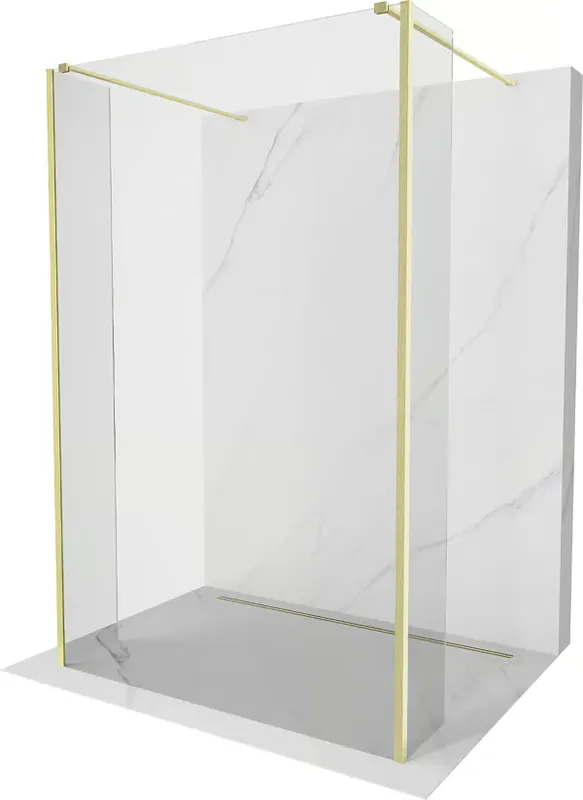 Tukkuhinta Mexen Kioto vapaasti seisova suihkuseinä 180 x 30 x 30 cm, läpinäkyvä, harjattu kulta - 800-180-030-222-55-00-030