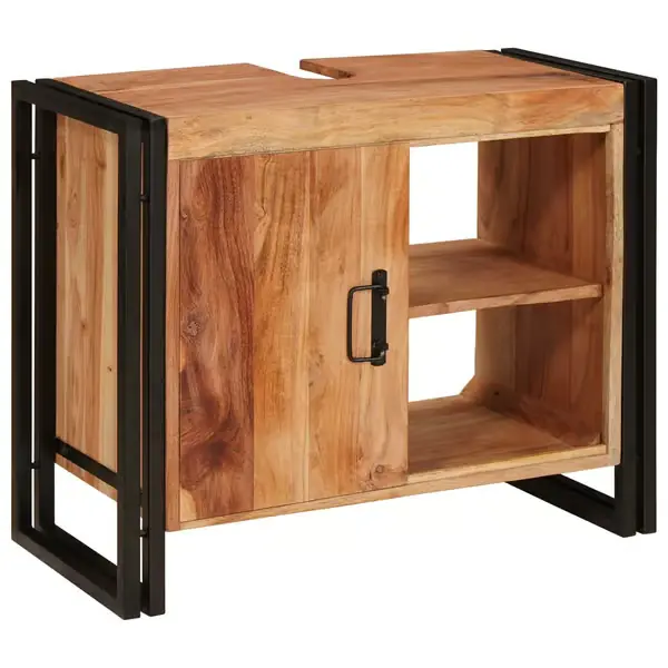 Uusi Malli vidaXL Pesuallaskaappi hyllyllä Ruskea 71 x 33 x 58 cm Tiheä akasiapuu