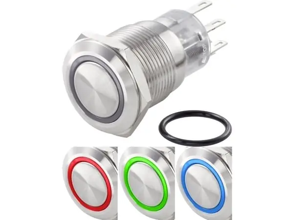 Kampanjahinta TRU COMPONENTS TC-7494632 TC-LAS1-AGQ-11ZE/42RGB/ Ilkivallankestävä painonappikytkin 250 V/AC 3 A 1 x Pois/Pois napsauttamalla Punainen, Vihreä, Si...