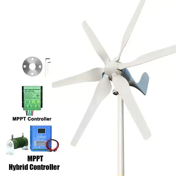 3000W Vaaka-akselinen tuuliturbiini - Tuuligeneraattori kotiin - 48V - 6 Lapaa - Kestomagneettigeneraattori - Nylonkuitulavat - Off Grid - Hybridis... Flash-Tarjous
