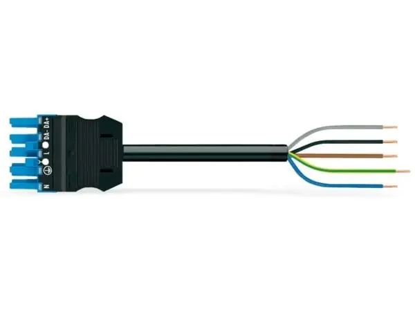 Tehdashinta WAGO Winsta® Liitäntäkaapelin naaras pistoketon pää 5G1,5 mm² 6 metriä, sininen, halogeeniton