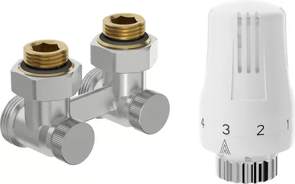 Alennettu Mexen G01 DN50 kaksiputkinen termostaattinen sarja, kulma 1/2"x3/4", nikkeli - W911-012-918-01