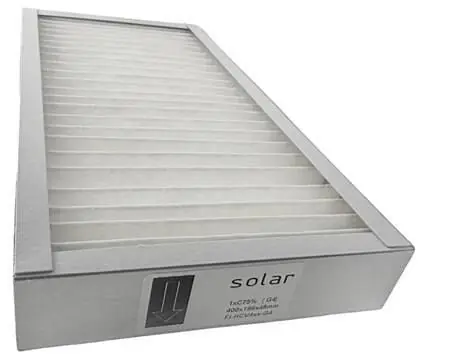 Uusi Kokoelma Paneelisuodatin, suodatinluokka G4 Dantherm HCV4xx lle pahvikehyksessä, 1 ISO C75%, mitat 400x199x48 mm, 2 kpl per järjestelmä.