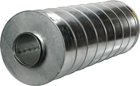 LINDAB äänenvaimennin SLU 400 100 mm n eristyksellä, pituus 900 mm, ulkohalkaisija 600 mm, NPU saatavana pyynnöstä. Lähetetään Heti