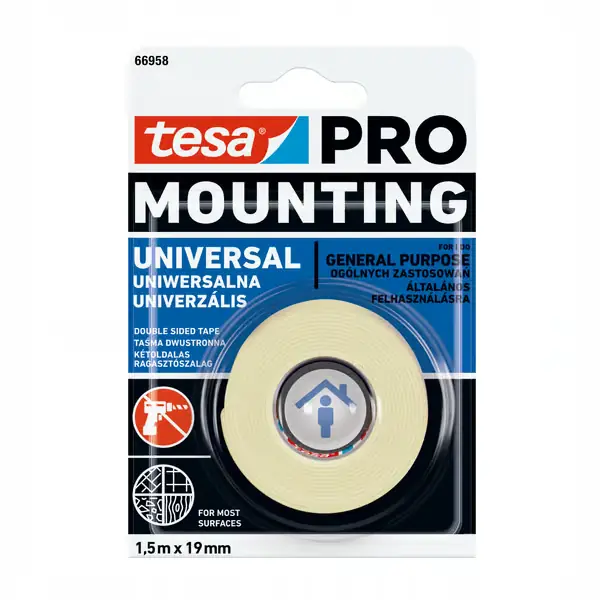 Ajankohtainen TESA Mounting PRO universal, 1.5X19, WT